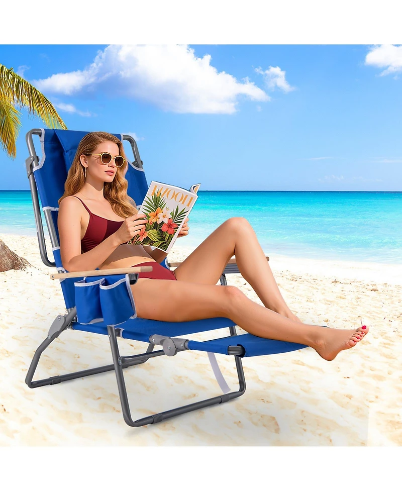 Sugift 3-in-1 Foldable Beach Chair with Footrest and Adjustable Backrest