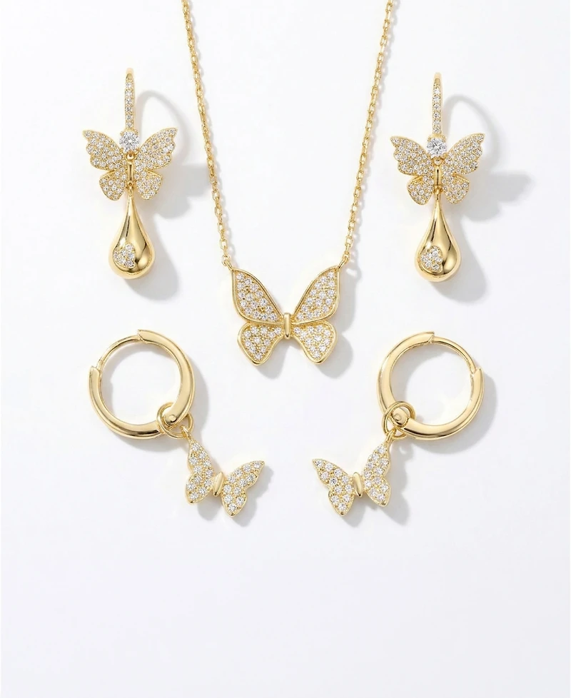 Macy's Cubic Zirconia Butterfly Drop Earrings (0.93 ct. t.w.) Sterling Silver (also 14K Gold Over Silver)