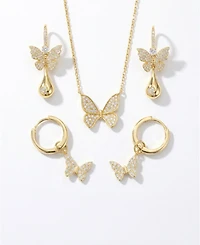 Macy's Cubic Zirconia Butterfly Drop Earrings (0.93 ct. t.w.) Sterling Silver (also 14K Gold Over Silver)