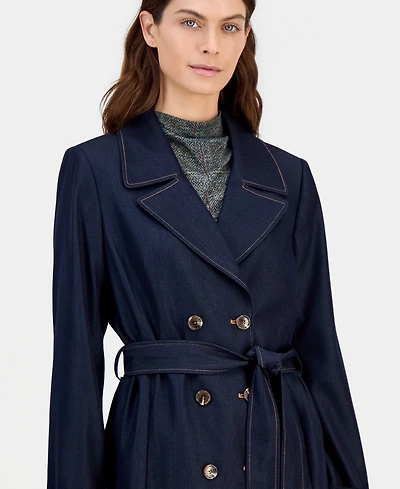 Tahari Asl Women's Denim Trench Coat