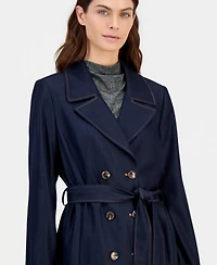 Tahari Asl Women's Denim Trench Coat