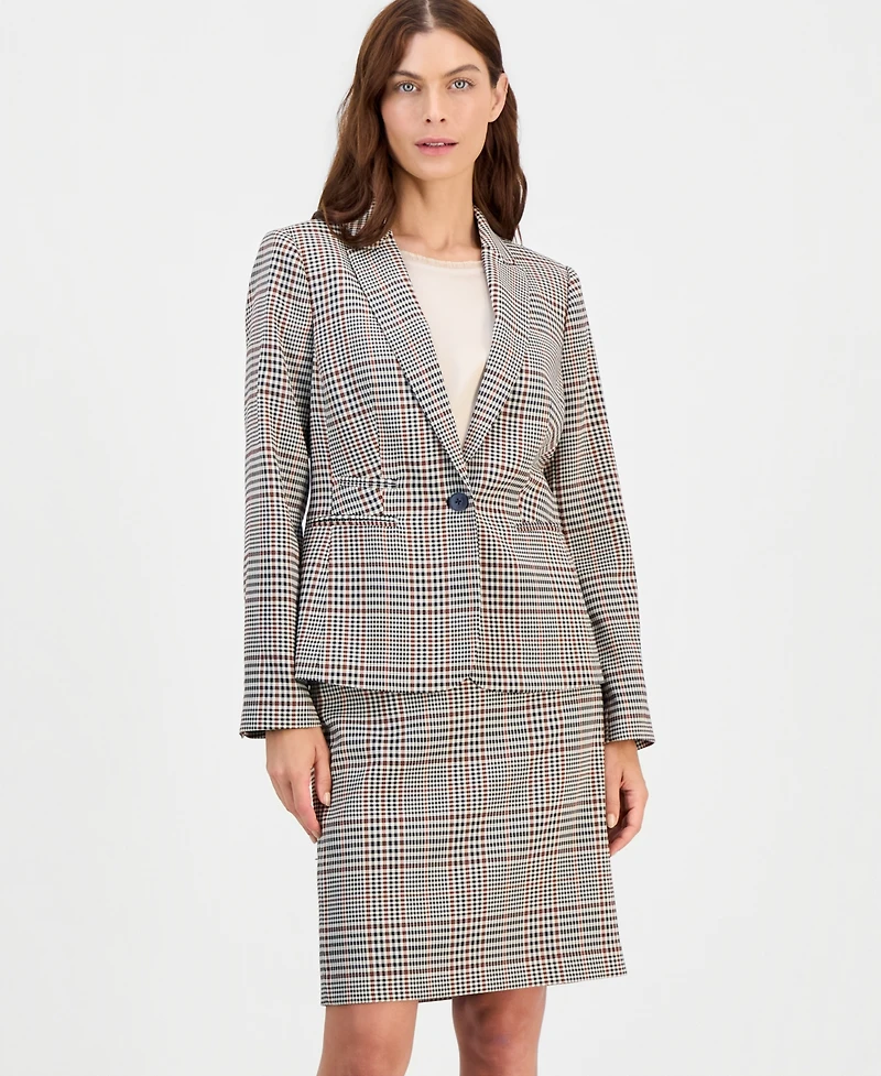 Tahari Asl Women's Single-Button Plaid Blazer
