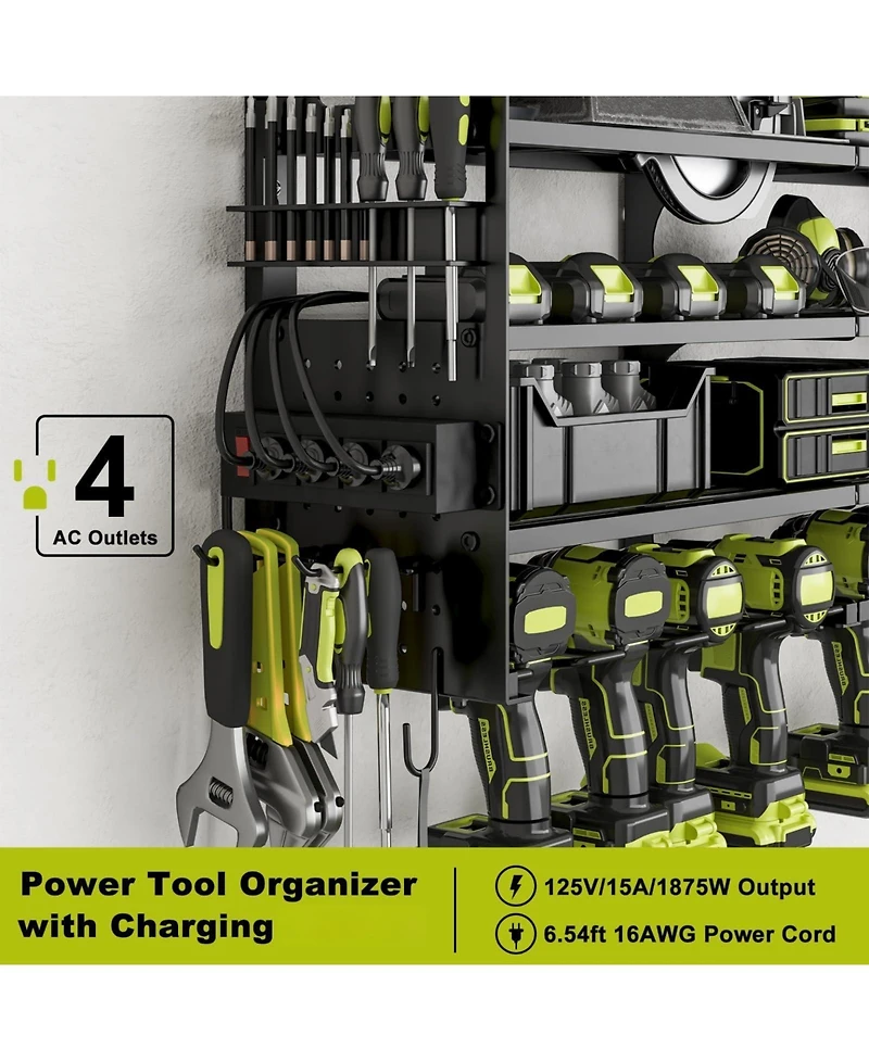 Xdovet Drill Holder Wall Mount Pegboard Metal Rack Power Strip