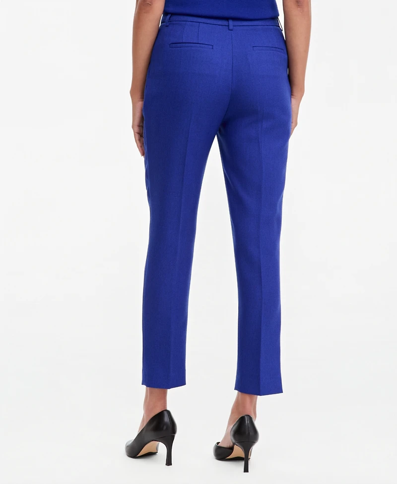 Tahari Asl Women's Herringbone Classic Mid-Rise Straight-Leg Pants, 28" Inseam