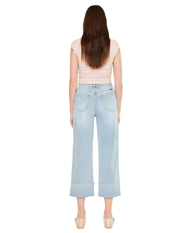 KanCan Women's Sully 90's Crop Wide-Leg Jeans