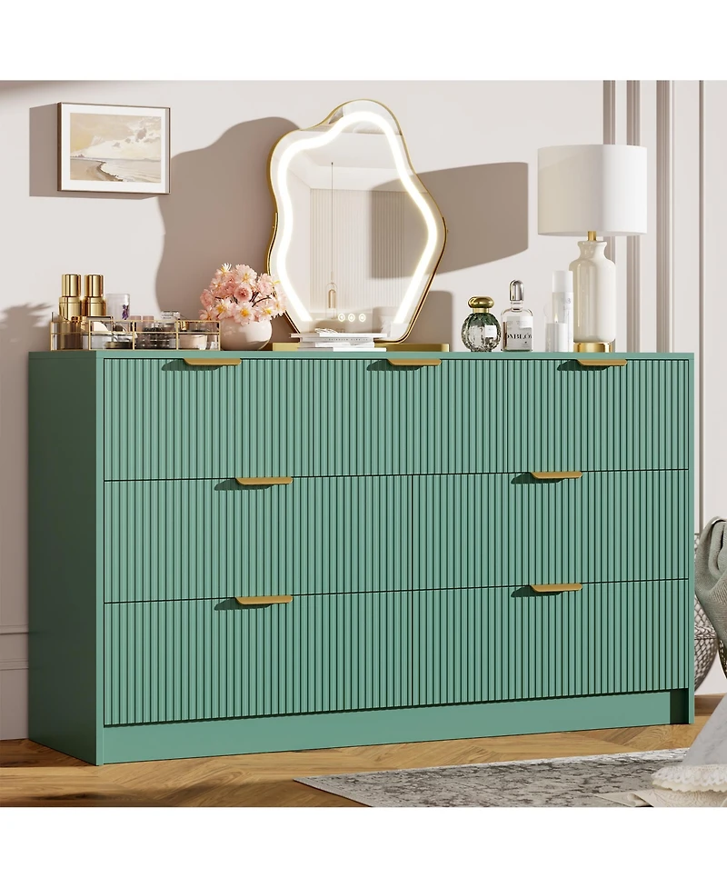 gaomon Fluted 7 Drawers Dresser for Bedroom, Wide Modern Chest of Drawers with Metal Handles, For Living Room, Entryway, Hallway