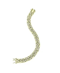 Men's Sterling Silver Iced Out Cubic Zirconia Braided Cuban Chain Bracelet
