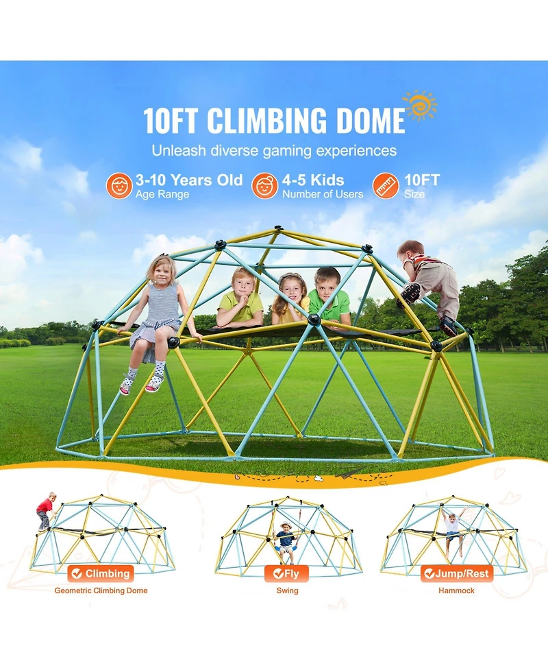 Vevor Climbing Dome Geometric Dome Climber with Hammock Swing Jungle Gym