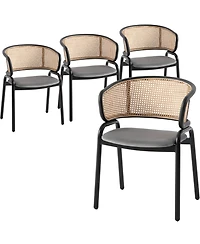 LeisureMod Ervilla 4-pcs Modern Upholstered Kitchen Dining Chair - Comfortable Velvet Cushion and Powder-Coated Metal Frame