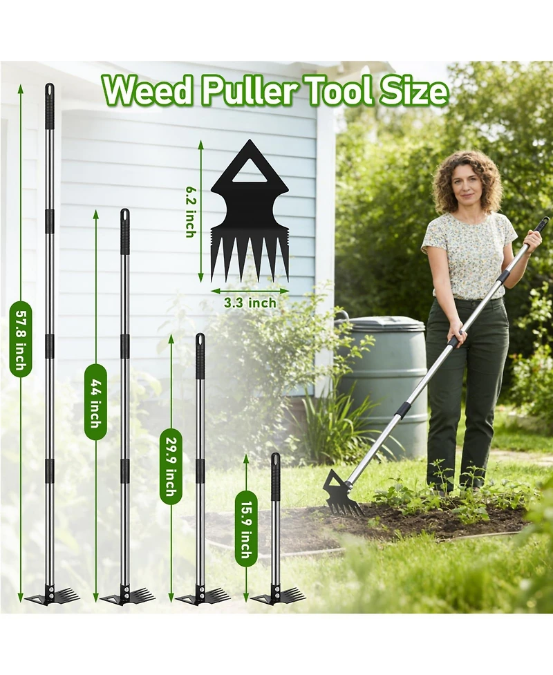 Xdovet Weed Puller Long Handle Manual Weeder Remover Rake Hoe Garden Tool