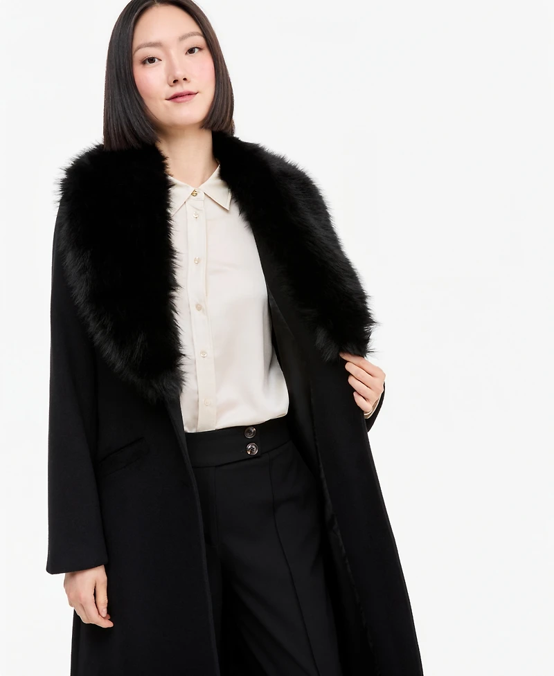 Michael Kors Women's Belted Faux-Fur Trimmed Wrap Coat