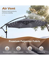 Sugift 10 Ft Solar Led Offset Cantilever Patio Hanging Outdoor Market Umbrella