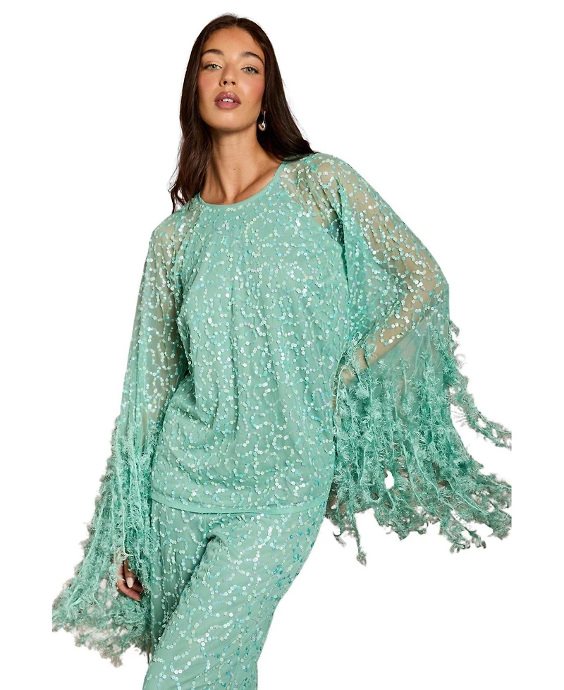 Coast Women's Sequin Cape Blouse