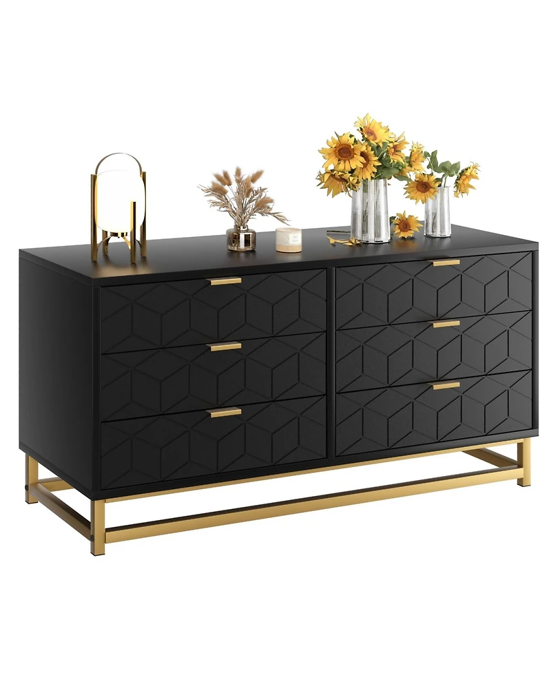 Gaomon 6 Drawer Dresser with Wide Storage, Chest Organizer Metal Legs, Modern Dressers & chests of Drawers