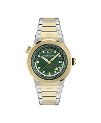 Ferragamo Men's F-80 Gmt Worldtime Two-Tone Stainless Steel Bracelet Watch 43mm