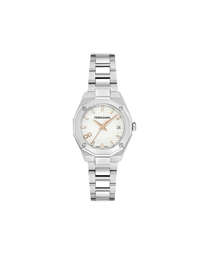 Ferragamo Women's Edge Silver Stainless Steel Bracelet Watch 28mm