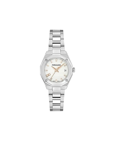 Ferragamo Women's Edge Silver Stainless Steel Bracelet Watch 28mm