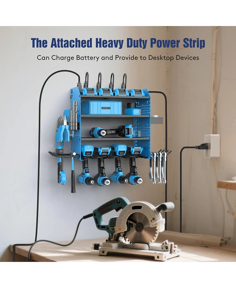 Xdovet Garstor Power Tool Organizer Wall Mount Charging Station Drill Holder Hooks Storage Rack Father Gift