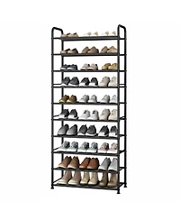 Yigii 10-Tier Shoe Rack Sturdy Mesh Shelves Large Capacity Adjustable Feet