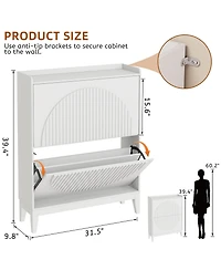 Yigii Narrow Flip Drawer Shoe Cabinet Storage Entryway Hallway Large Capacity Sturdy Space Saving
