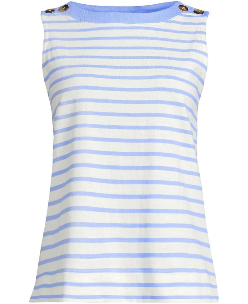 Lands' End Women's Plus Mariner Button Shoulder Tank