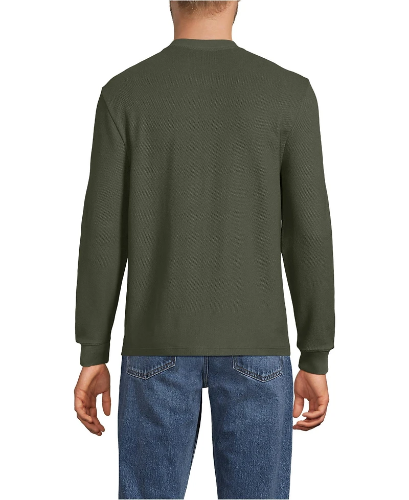 Lands' End Men's Long Sleeve Honeycomb Pique Henley