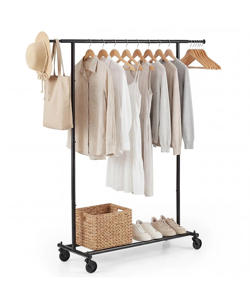 Costway Garment Rack with Extendable Rods, Clothes Stand on Wheels for , Dressing Rooms