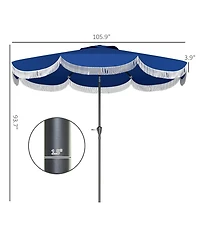 Clihome Outdoor Umbrella with Crank, Patio Umbrella, 8 Ribs, Push Button Tilt