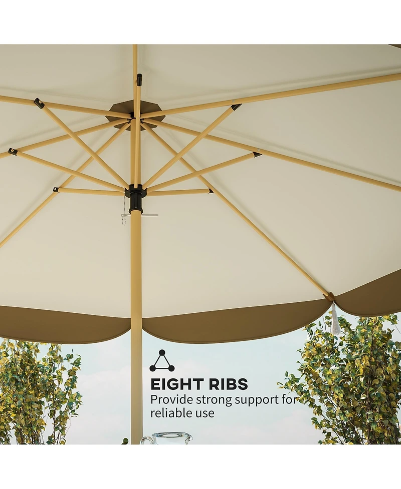 Clihome Outdoor Umbrella with Crank, Patio Umbrella, 8 Ribs, Push Button Tilt