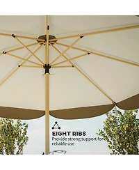 Clihome Outdoor Umbrella with Crank, Patio Umbrella, 8 Ribs, Push Button Tilt