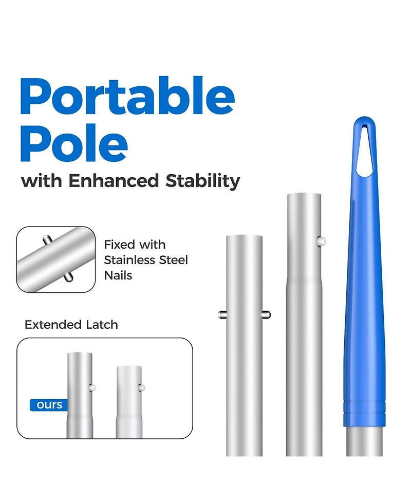 Xdovet Pool Skimmer Net Leaf Rake Telescopic Pole
