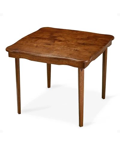 Meco Stakmore Scalloped Edge Compact Traditional Folding Card Table, Fruitwood