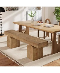 Tribesigns 59" Dining Bench for 2 to 3, Farmhouse Dining Table Bench with Arched Base, Extra Long Kitchen Seating for Living Room, Entryway