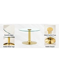 Streamdale Furniture 27.5'' Round Tempered Glass Coffee Table with Metal Base