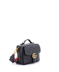 Pre-Owned Gucci Small Gg Marmont Zip Around Camera Bag Matelasse Leather