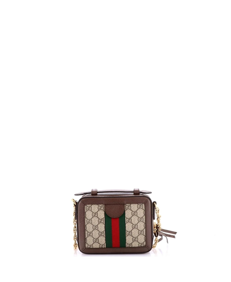 Pre-Owned Gucci Mini Ophidia Zip Around Camera Bag Gg Coated Canvas