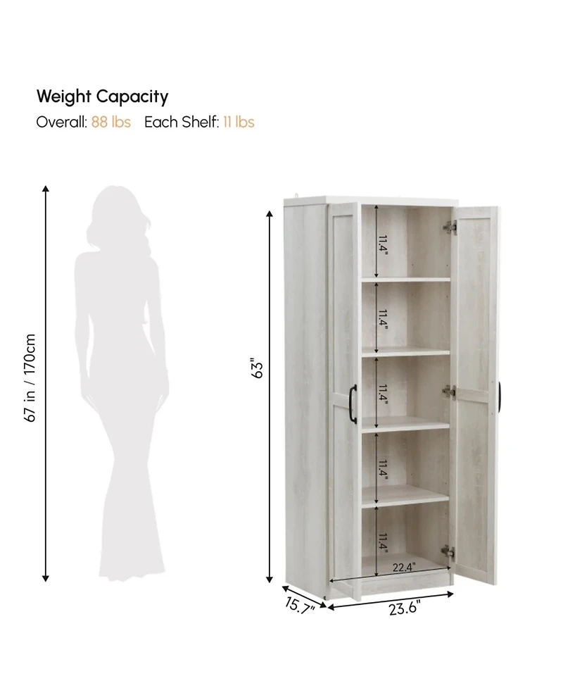 Clihome Double Door Storage Cabinet, 23.5" Kitchen Cabinet with Adjustable Shelves