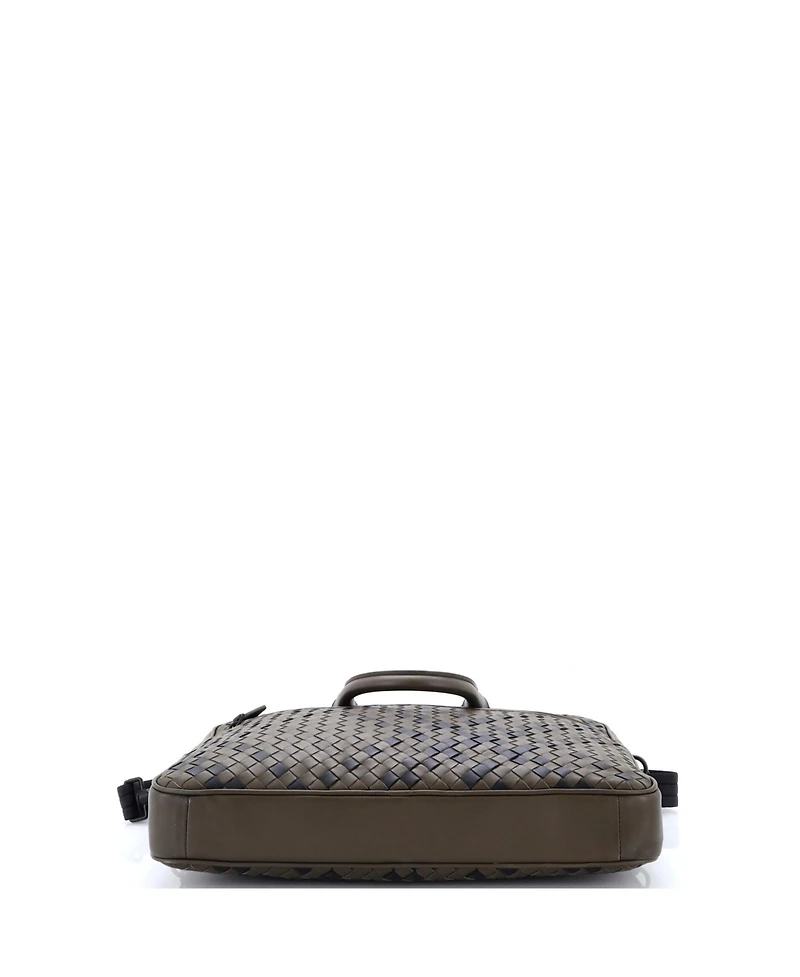 Pre-Owned Bottega Veneta Large Convertible Front Zip Briefcase Intercciato Nappa