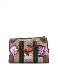 Pre-Owned Gucci Small Courrier Carry On Convertible Duffle Gg Coated Canvas with Applique
