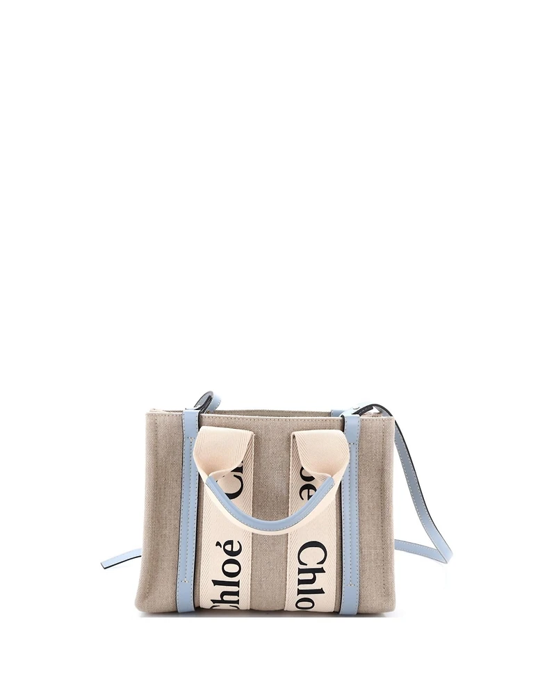 Pre-Owned Chloe Small Woody Convertible Tote Canvas with Leather