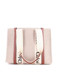 Pre-Owned Chloe Medium Woody Tote Canvas with Leather
