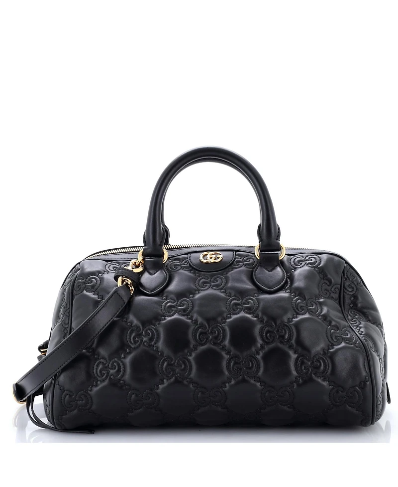 Pre-Owned Gucci Medium Ophidia Convertible Boston Top Handle Bag Gg Matelasse Leather