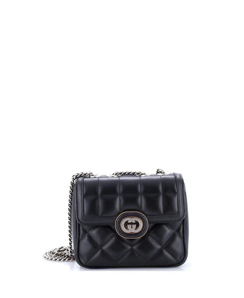 Pre-Owned Gucci Mini Deco Chain Flap Bag Mixed Matelasse Leather