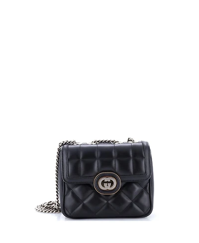 Pre-Owned Gucci Mini Deco Chain Flap Bag Mixed Matelasse Leather