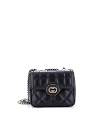 Pre-Owned Gucci Mini Deco Chain Flap Bag Mixed Matelasse Leather