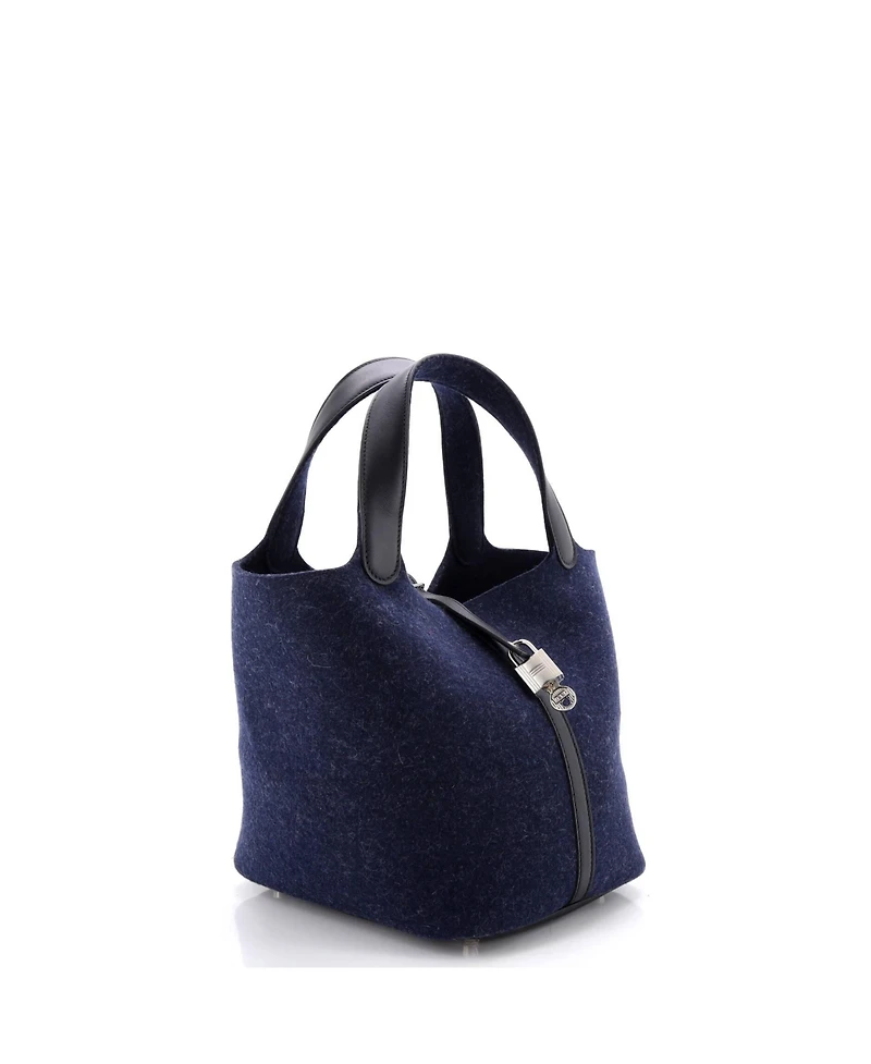 Pre-Owned HERMES Mm Picotin Lock Bag Felt with Leather