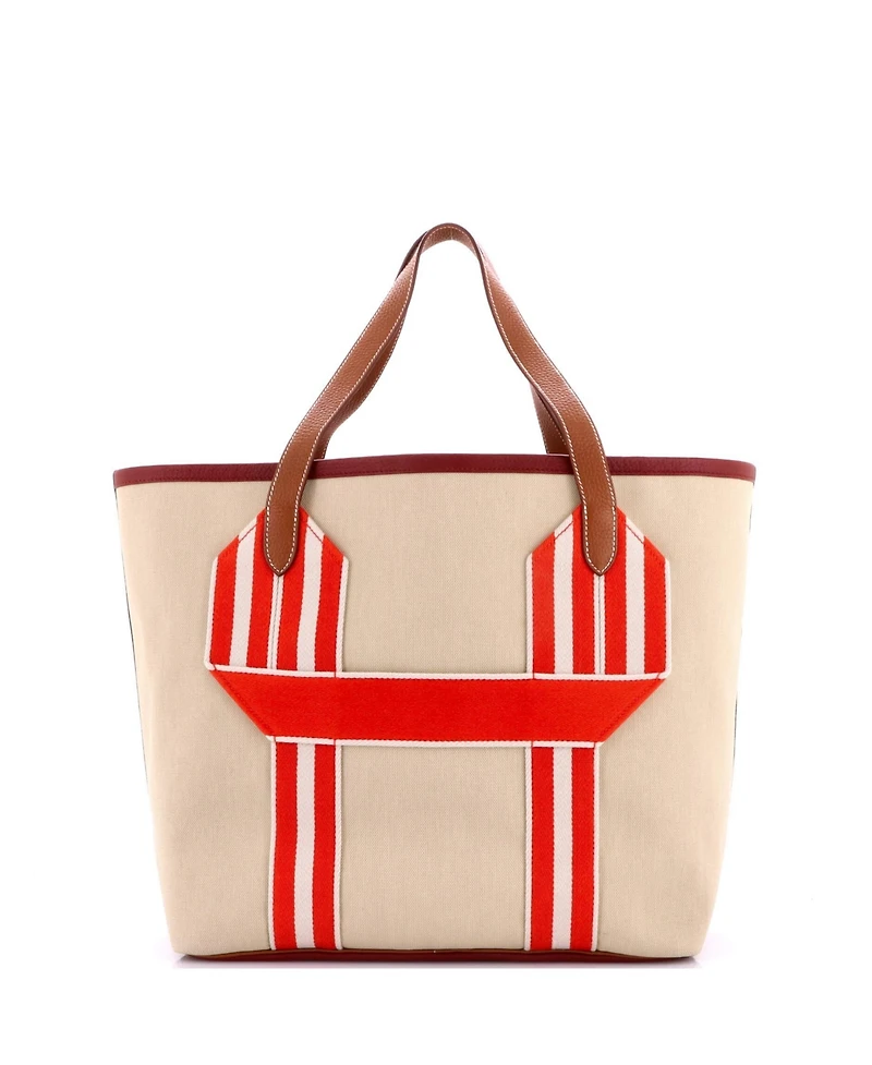 Pre-Owned HERMES Pursangle Tote Canvas with Leather