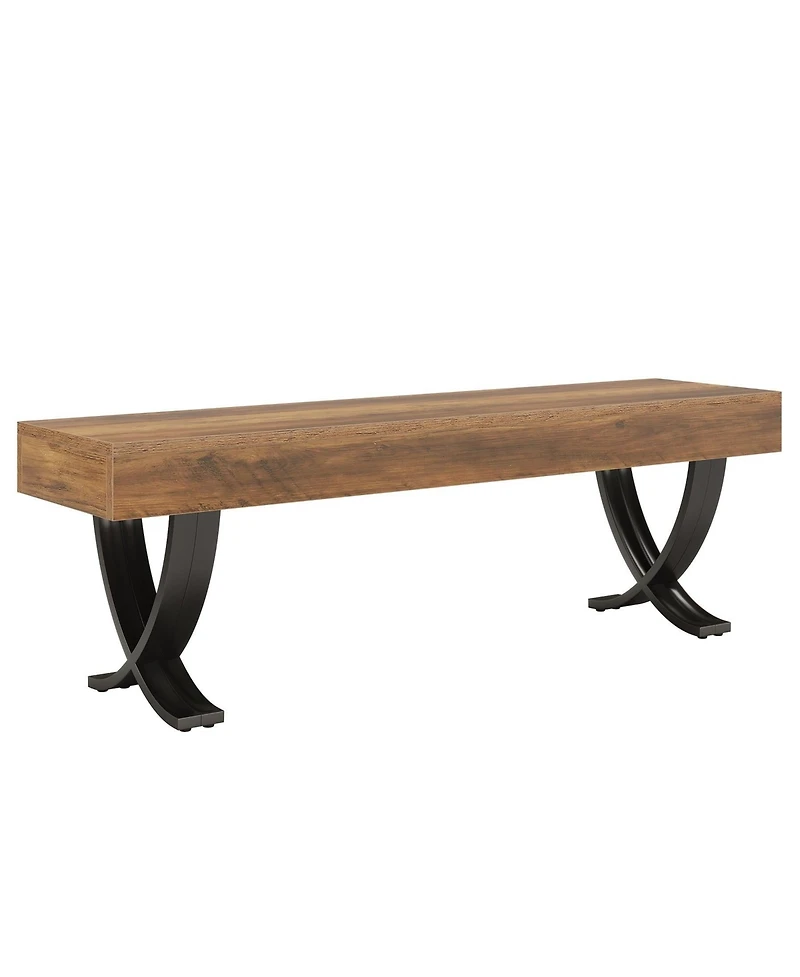 Slickblue Industrial Entryway Shoe Bench with Metal X-Shaped Legs