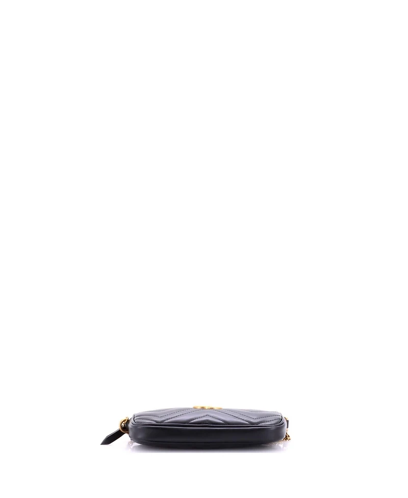 Pre-Owned Gucci Mini Gg Marmont Chain Crossbody Bag Matelasse Leather