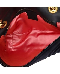 Pre-Owned Gucci Small Gg Marmont Flap Bag Matelasse Velvet
